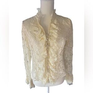 Rancho Estancia Lace Botton Down Angelcore Coquette Blouse Size Medium